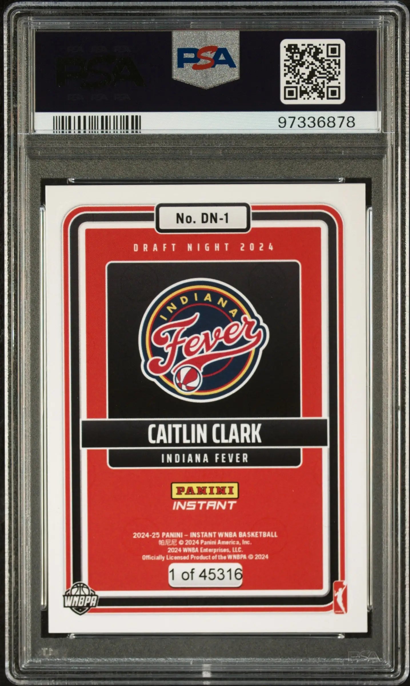 Graded Caitlin Clark WNBA Draft Night basketball card PSA 10 from 2023 Panini Instant