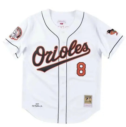 White Orioles baseball jersey from Cal Ripken Jr. Baltimore Orioles Cooperstown Collection 2001
