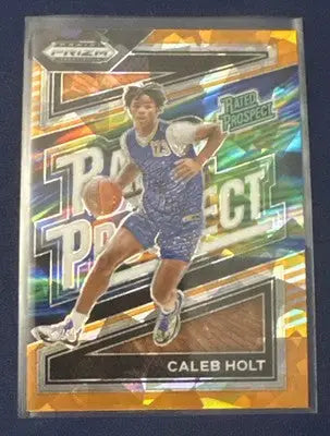 Caleb Holt Rated Prospect Orange Ice Prizm 2024 basketball trading card
