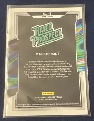 Caleb Holt Rated Prospect Orange Ice Prizm 2024 basketball trading card