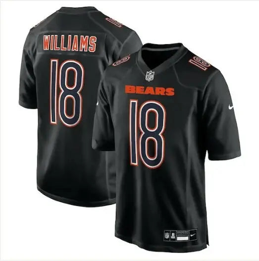 Black Caleb Williams Chicago Bears Nike fashion jersey with orange numbers and lettering