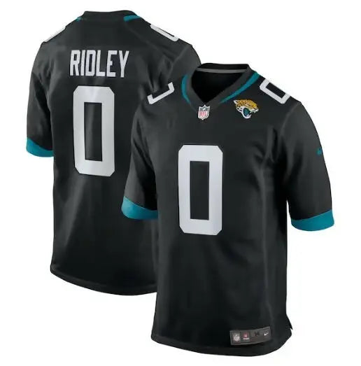 Black NFL jersey with teal accents and number 0 for Calvin Ridley Jacksonville Jaguars Nike Jersey