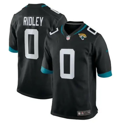 Black NFL jersey with teal accents and number 0 for Calvin Ridley Jacksonville Jaguars Nike Jersey