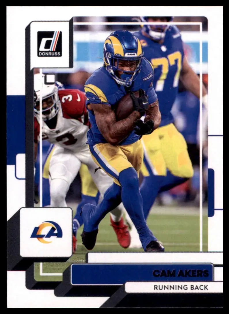 Cam Akers 2022 Donruss football card featuring Los Angeles Rams star player