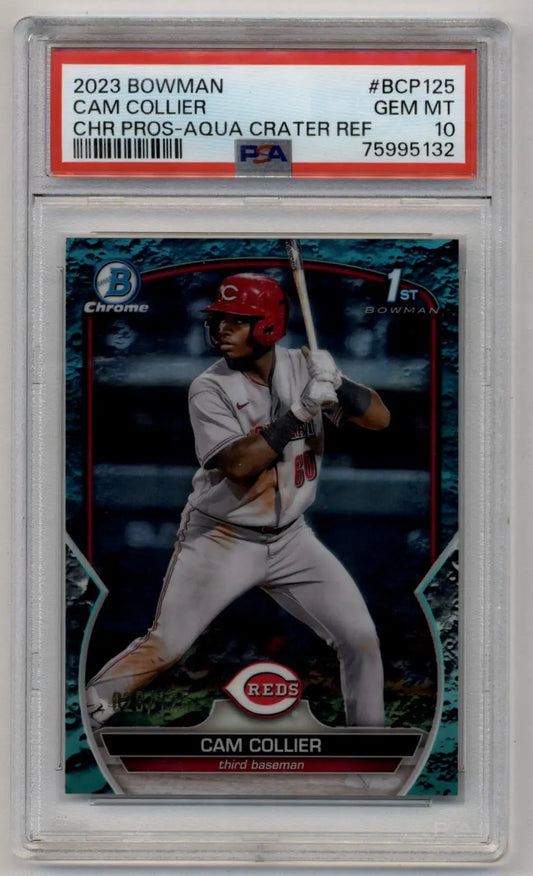 Graded 2023 Bowman Chrome Prospects Aqua Cam Collier baseball card PSA 10 Gem Mint