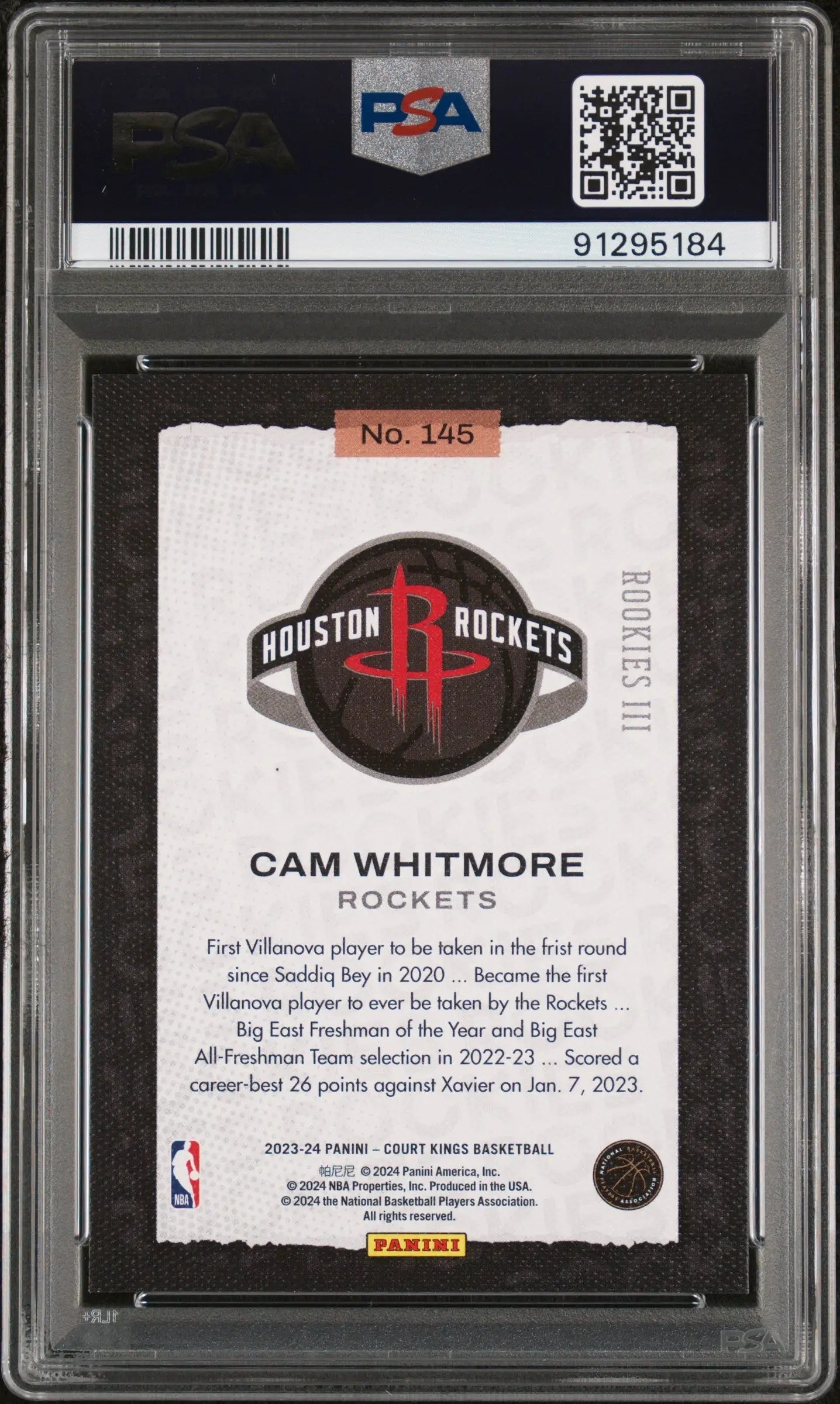 Cam Whitmore 2023 Panini Court Kings basketball trading card PSA 10 Gem Mint