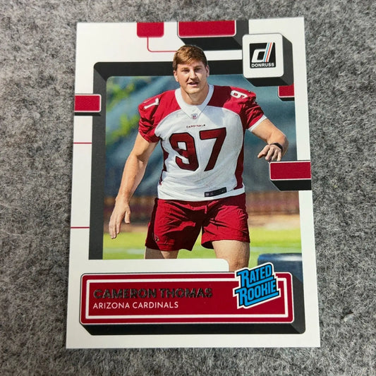 Cameron Thomas Arizona Cardinals 2022 Rookie Football Trading Card displayed in product listing