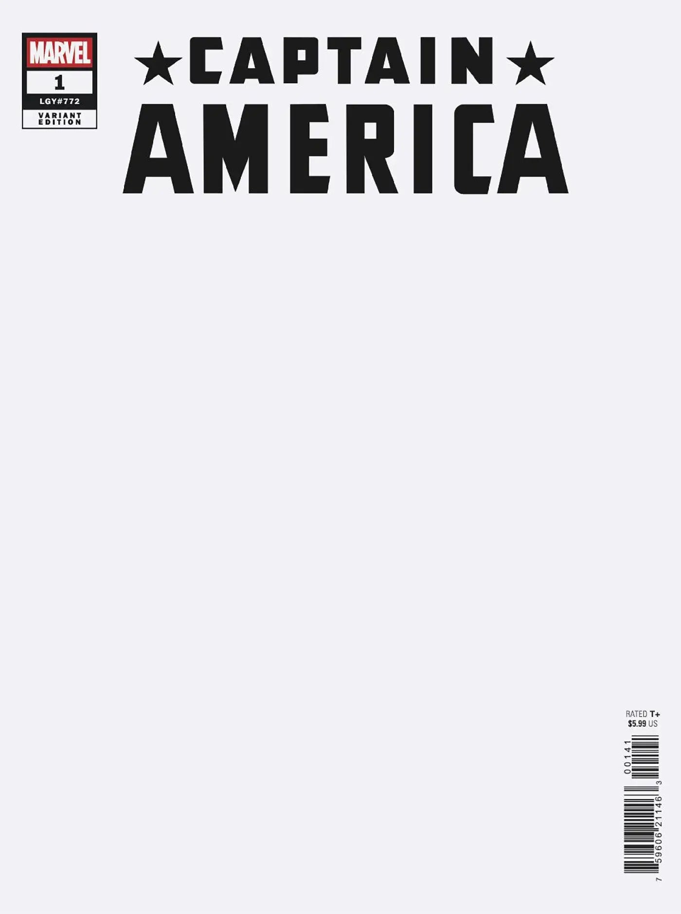 Captain America comic book cover featuring a blank cover variant, perfect for collectors
