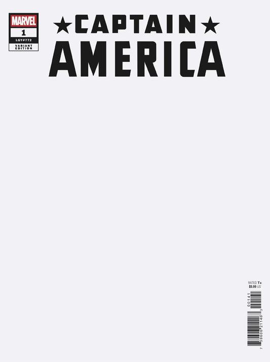 Captain America comic book cover featuring a blank cover variant, perfect for collectors