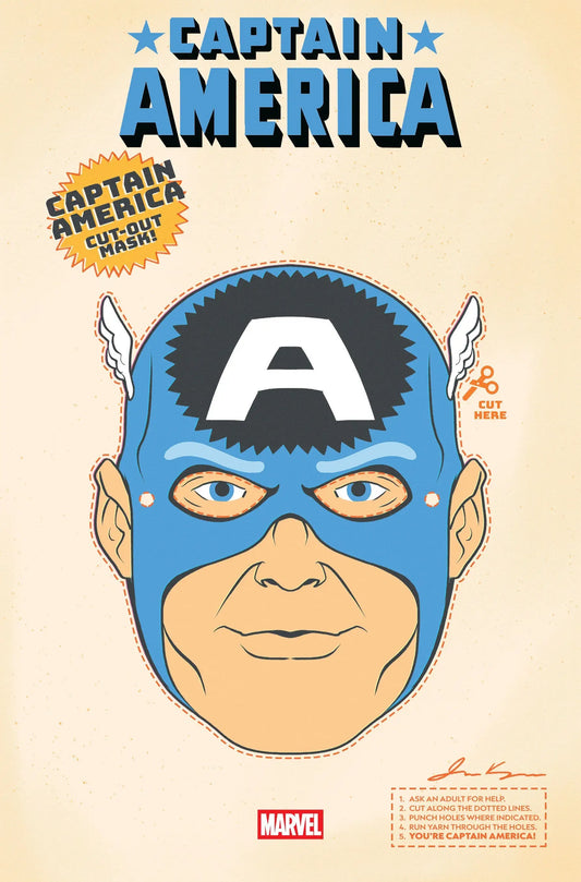 Captain America cut-out mask with instructions from Captain America #3 Retro Halloween Mask Variant