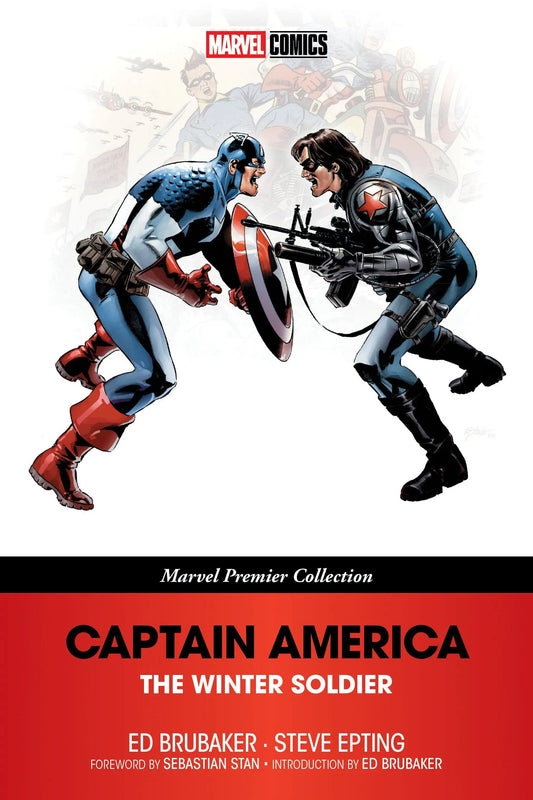 Graphic novel cover of Captain America and Winter Soldier by writer Ed Brubaker from Marvel Premier Collection