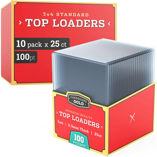 Cardboard Gold top loaders for trading cards, clear hard plastic protectors for cards