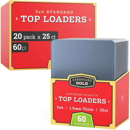 Cardboard Gold top loaders for trading cards, crystal clear hard plastic protectors