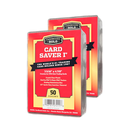 Two packs of Card Saver I trading card holders from Cardboard Gold for safe card storage