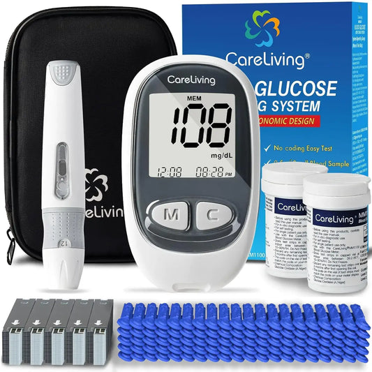 CareLiving MM1100 Blood Glucose Monitor Kit for accurate blood sugar testing at home