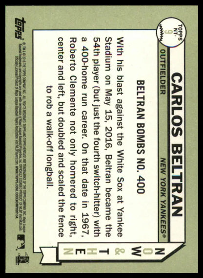 Carlos Beltran baseball card from Topps Heritage 2016 New York Yankees collection