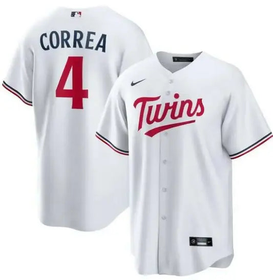 White Carlos Correa Minnesota Twins Nike Home Replica Player Jersey in front view