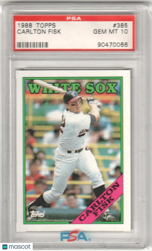 Graded 1988 Topps Carlton Fisk White Sox baseball card from Columbia Hobby with PSA 10 GEM MINT