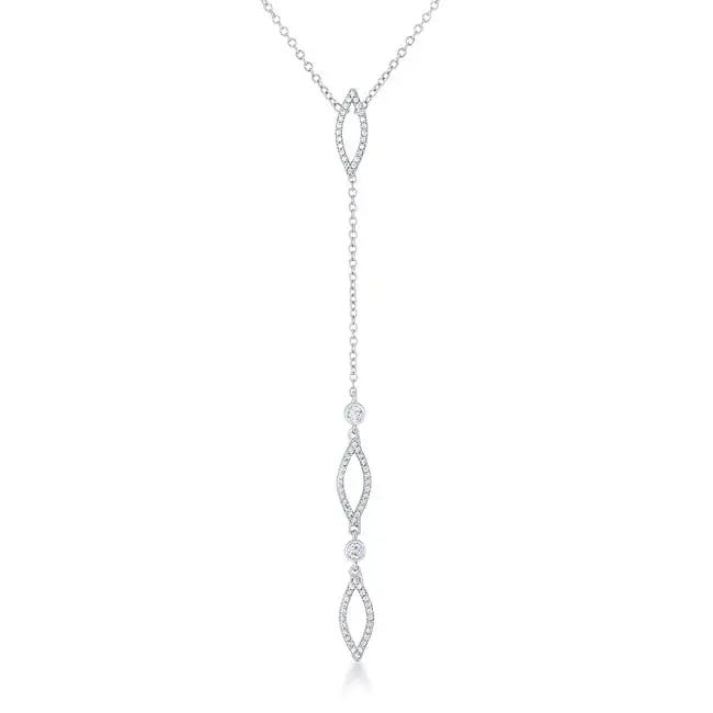 Carmela 0.6ct CZ Rhodium Classic Drop Lariat Necklace - Necklaces
