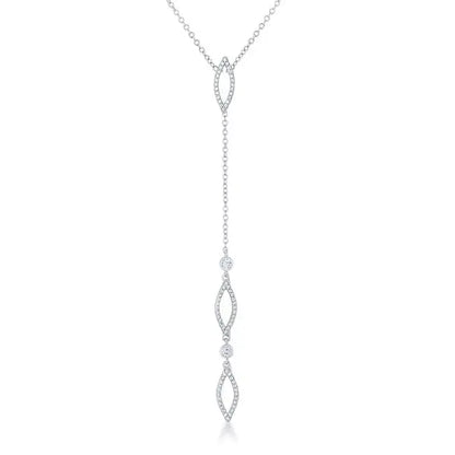 Carmela 0.6ct CZ Rhodium Classic Drop Lariat Necklace - Necklaces