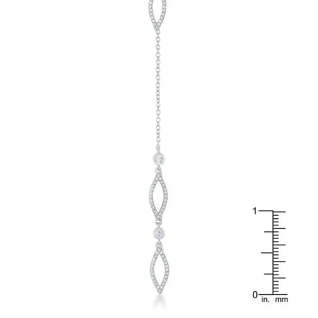 Carmela 0.6ct CZ Rhodium Classic Drop Lariat Necklace - Necklaces