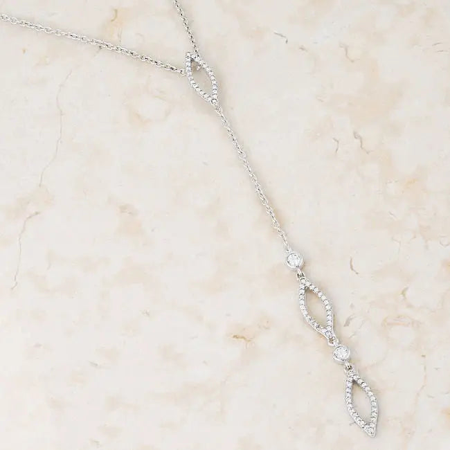 Carmela 0.6ct CZ Rhodium Classic Drop Lariat Necklace - Necklaces