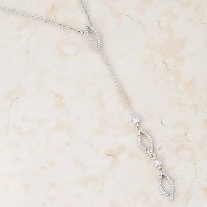 Carmela 0.6ct CZ Rhodium Classic Drop Lariat Necklace - Necklaces