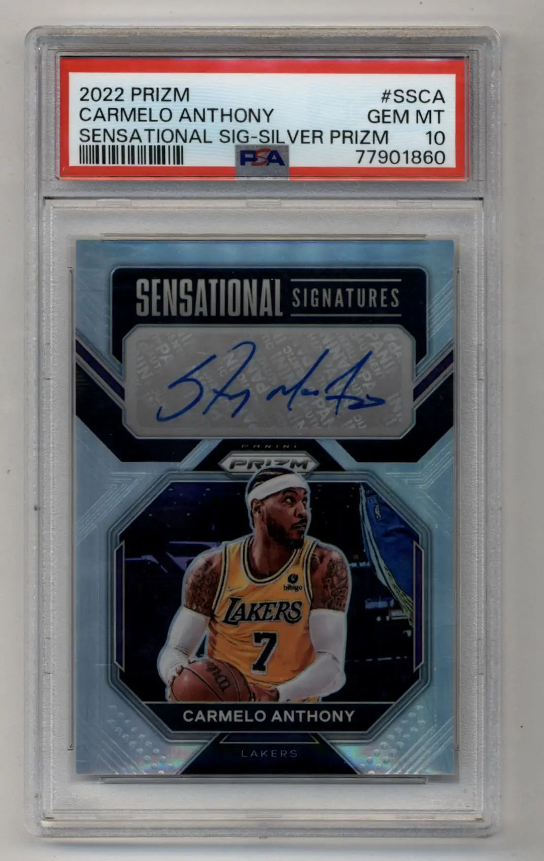 PSA 10 Gem Mint Carmelo Anthony 2022-23 Prizm Sensational Signature Silver Auto card