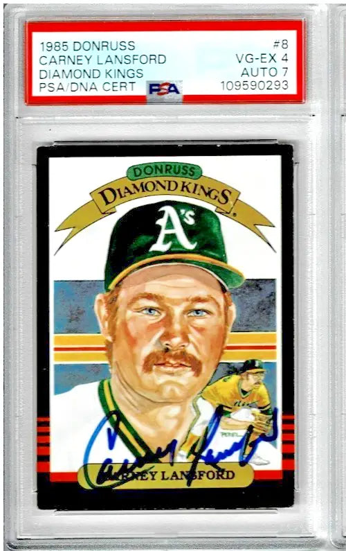 Carney Lansford 1985 Donruss Diamond Kings autographed baseball card graded PSA DNA