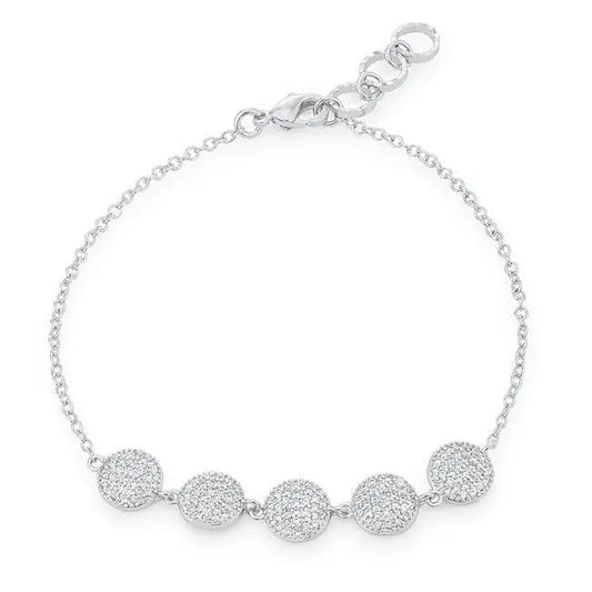 Carol 0.8ct CZ Rhodium Pave Disc Bracelet - Bracelets