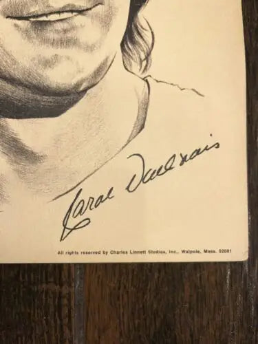 Pencil portrait with signature in Carol Vadnais Linnett Hockey lithograph portrait etching