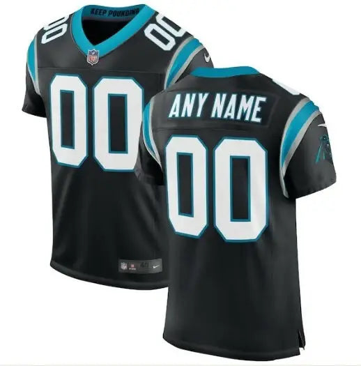 Black Carolina Panthers Nike Classic Custom Elite Jersey with teal and white accents