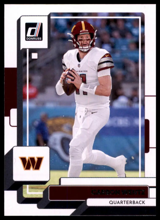 Football trading card featuring Carson Wentz from 2022 Donruss Washington Commanders