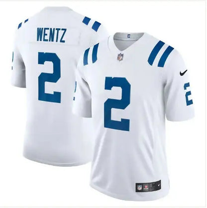 White NFL Carson Wentz Indianapolis Colts Nike Alternate Vapor Limited Jersey with blue stripes