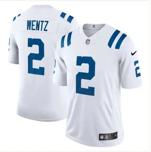 White NFL Carson Wentz Indianapolis Colts Nike Alternate Vapor Limited Jersey with blue stripes