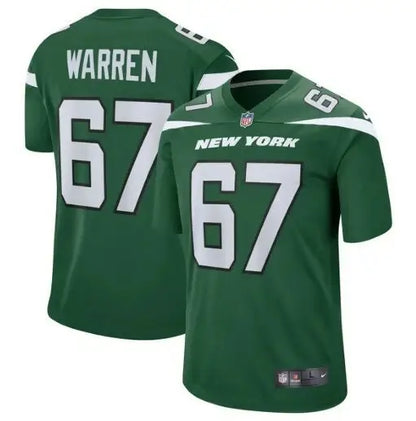Green New York Jets Nike Game Jersey featuring Warren #67 in Gotham Green