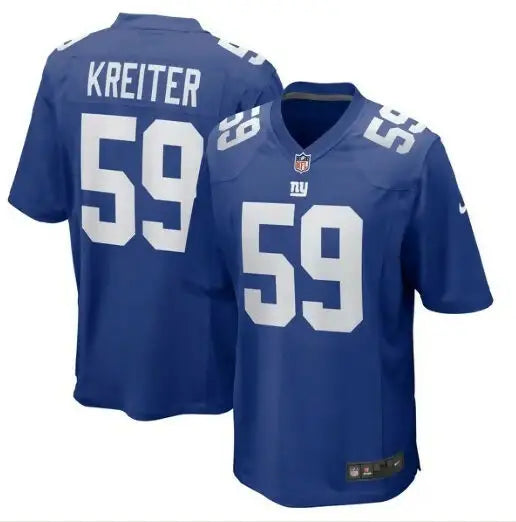 Blue New York Giants Nike Game Jersey with Kreiter 59 number on back