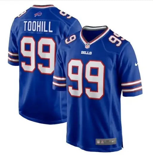 Blue Buffalo Bills Nike Game Jersey displayed in Casey Toohill product listing