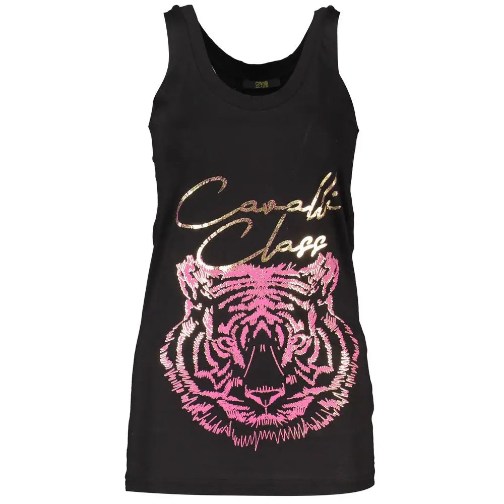 Cavalli Class Black Cotton Tank Top - Tank Top