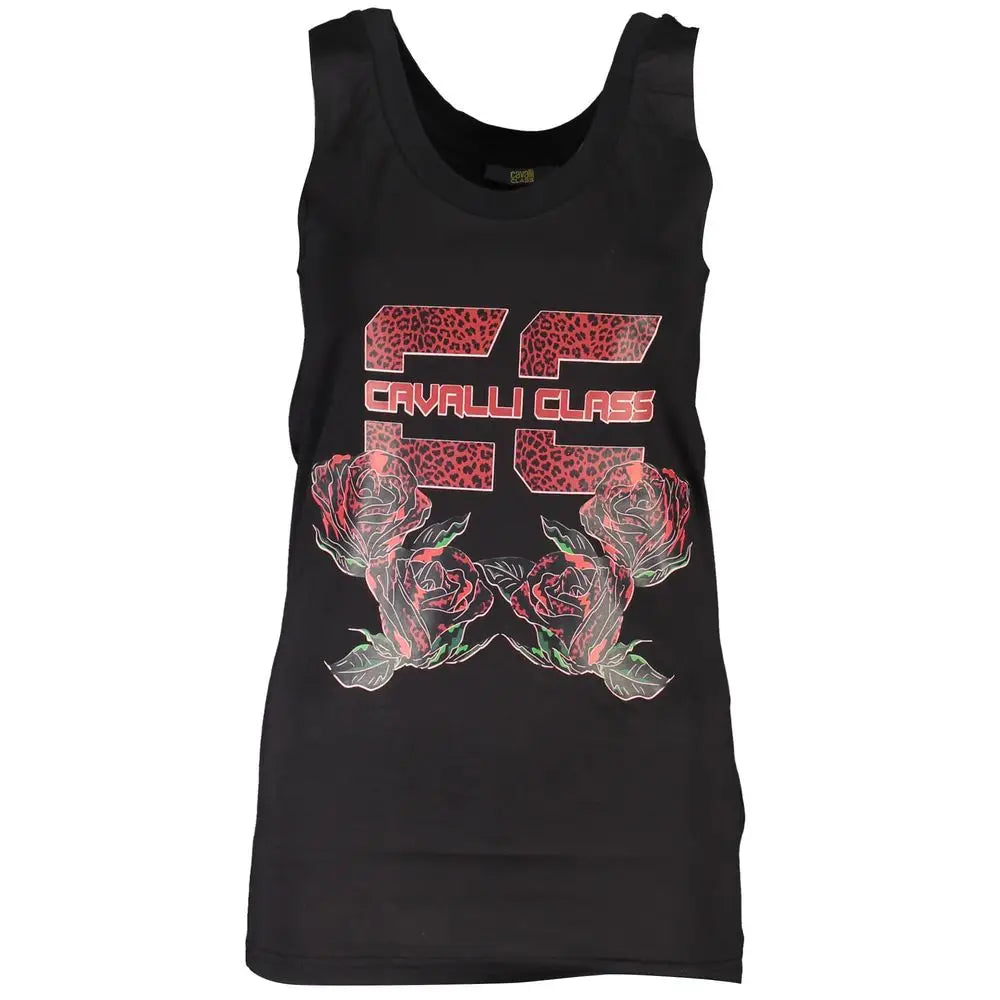 Cavalli Class Black Cotton Tank Top - Tank Top