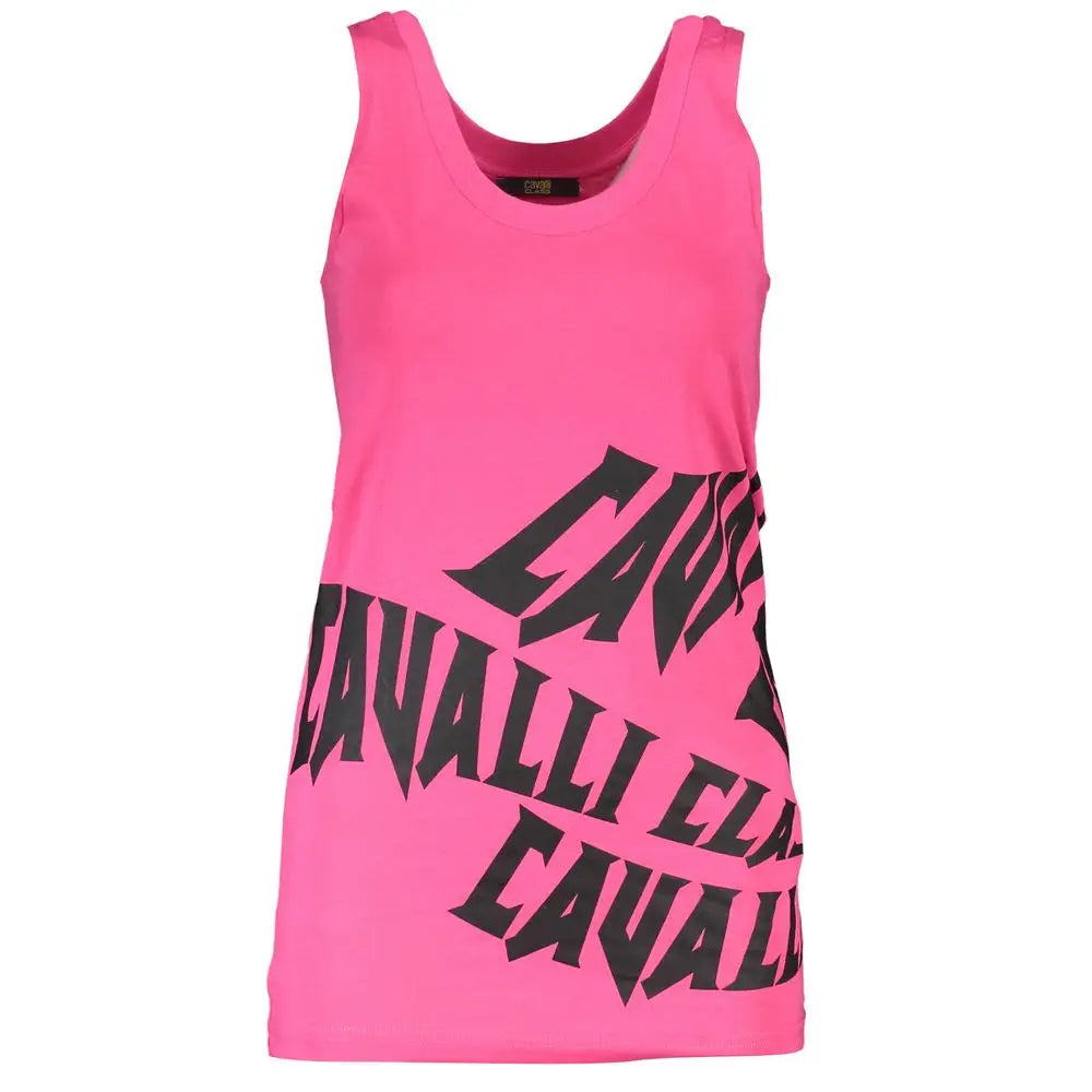 Cavalli Class Pink Cotton Tank Top - Tank Top