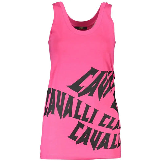 Cavalli Class Pink Cotton Tank Top - Tank Top