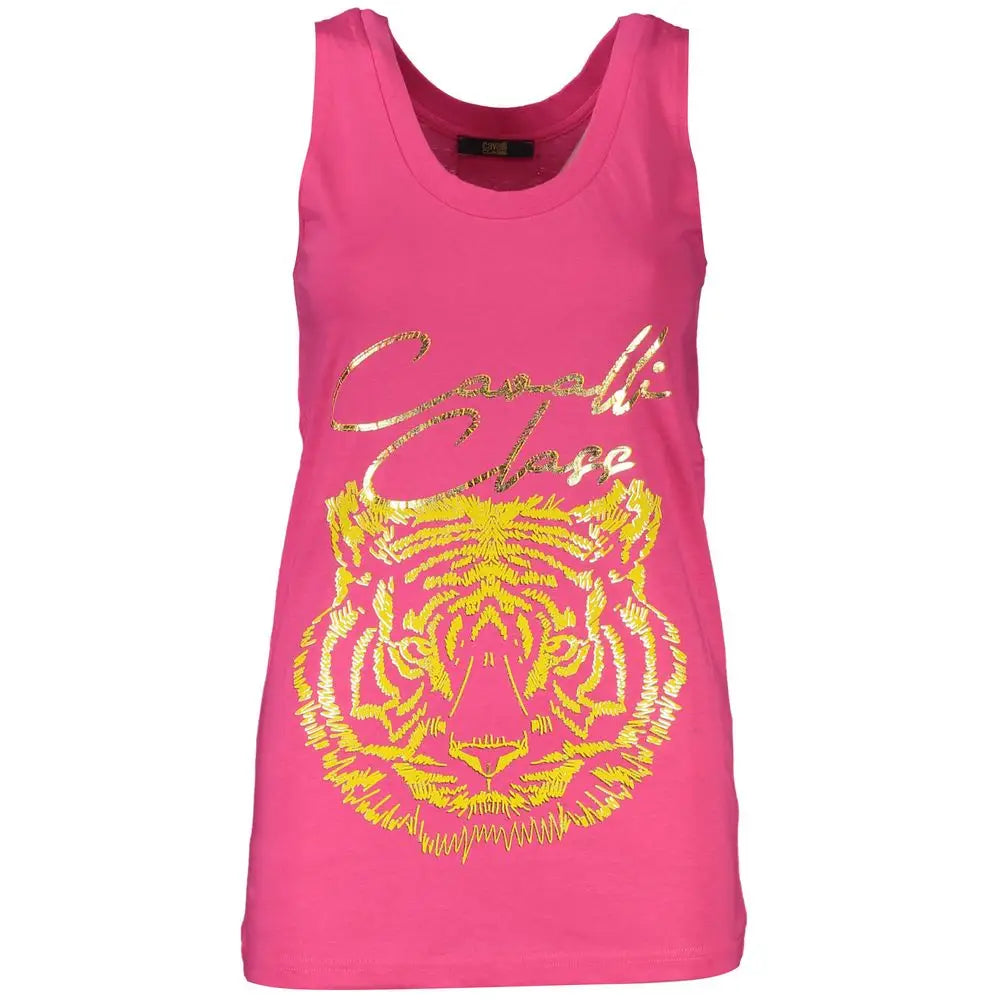 Cavalli Class Pink Cotton Tank Top - Tank Top
