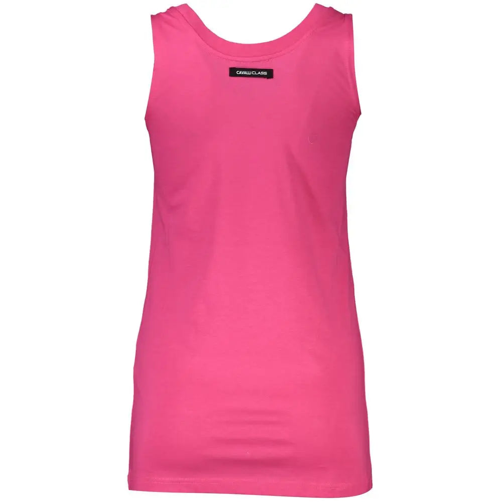 Cavalli Class Pink Cotton Tank Top - Tank Top