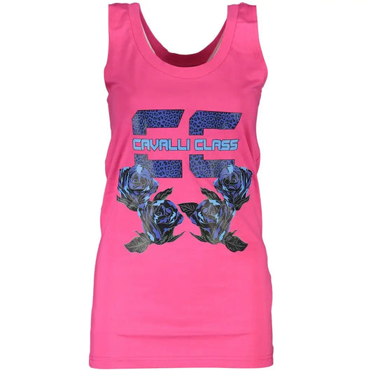 Cavalli Class Pink Cotton Tank Top