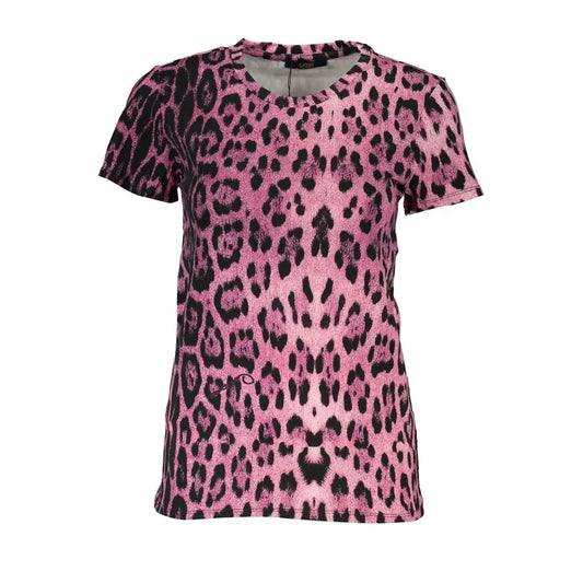 Cavalli Class Pink Cotton Women T-Shirt - T-Shirt