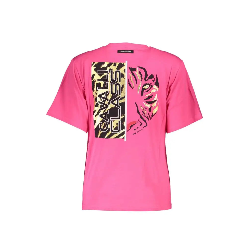 Cavalli Class Pink Cotton Women T-Shirt - XS - T-Shirt