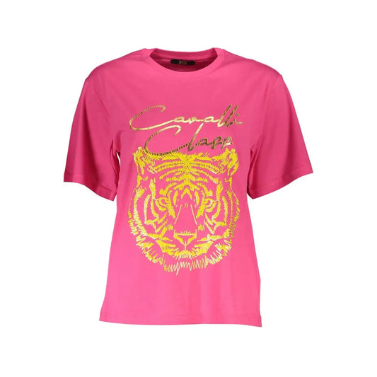 Cavalli Class Pink Cotton Women T-Shirt - XS - T-Shirt