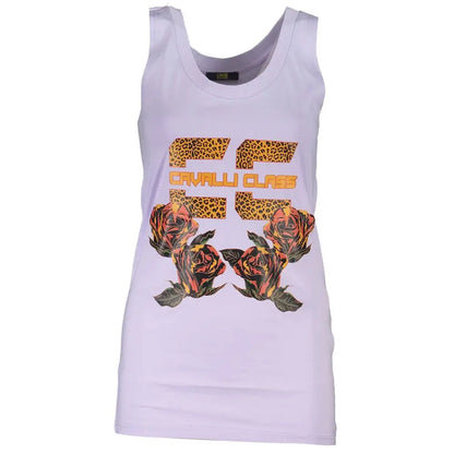 Cavalli Class Purple Cotton Tank Top - Tank Top