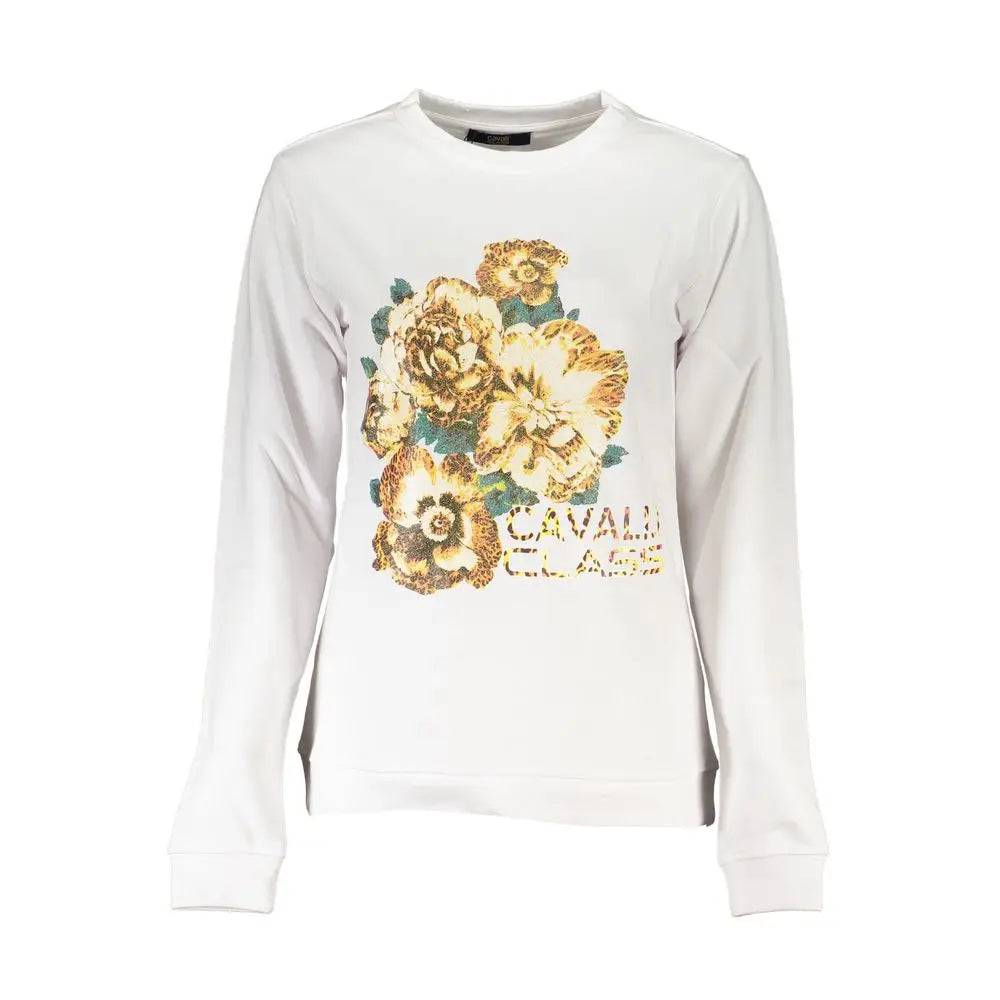 Cavalli Class White Cotton Sweater - XXL